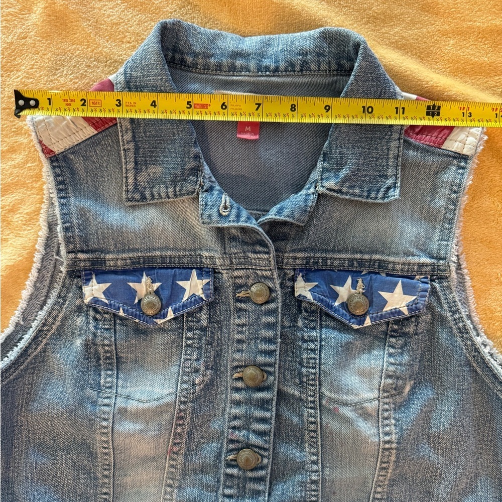 L.E.I. Stars & Stripes Chelsea Blue Jean Vest, Sleeveless- size M - Picture 16 of 16